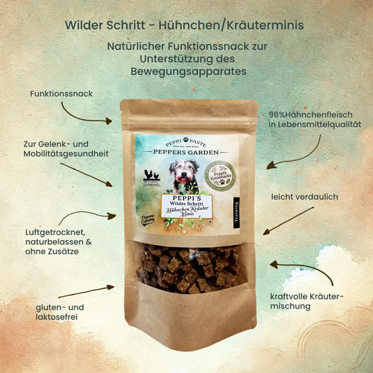 PEPPI'S Wilder Schritt - Hähnchen Kräuter Minis | Trainingssnacks für Hunde