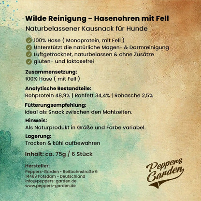 PEPPI'S Wilde Reinigung - Hasenohren mit Fell | Natürliche Darmreinigung