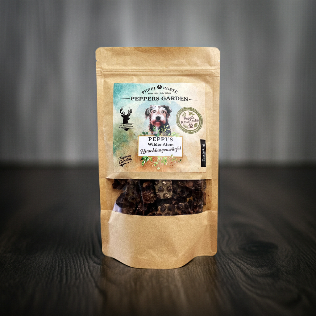 PEPPI'S Wilder Atem - Hirschlungenwürfel | Hypoallergene Kausnacks für Hunde