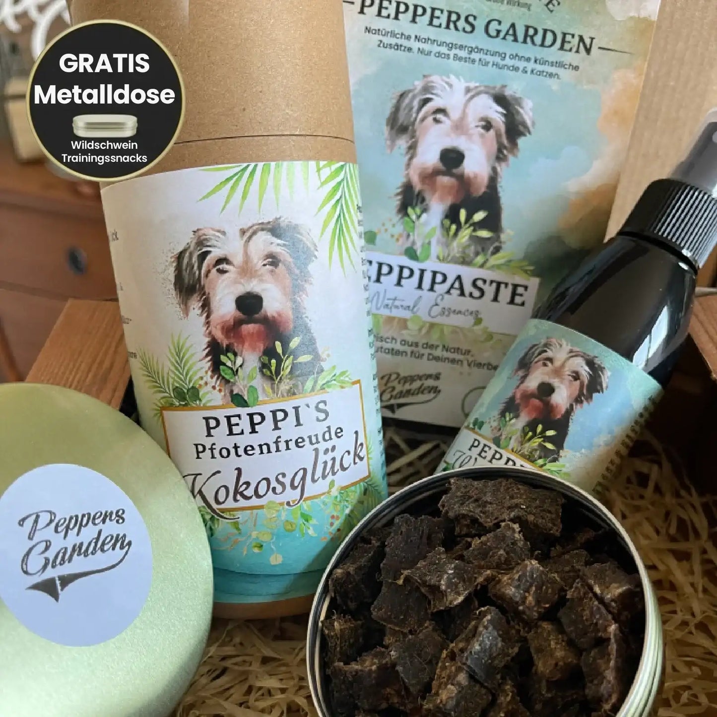 GRATIS Metalldose | Peppis Pfotenfreude Geschenkbox – Kokosglück + Waldschutz Zeckenspray