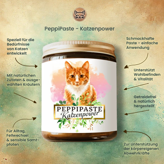 PeppiPaste - Katzenpower | Natürliche Nahrungsergänzung für Katzen | 220g